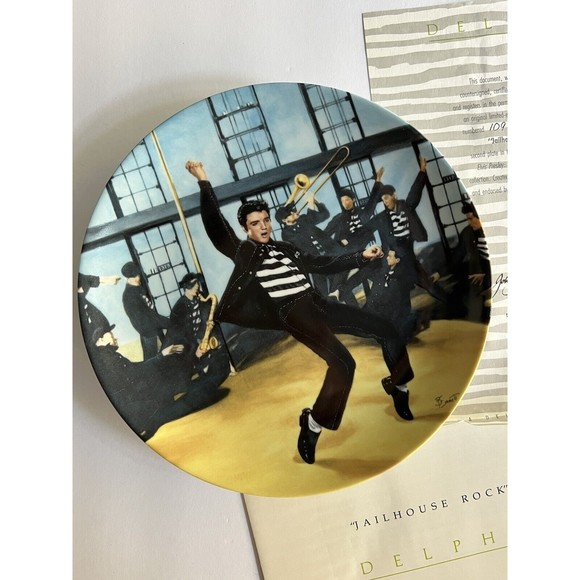 1989 Delphi Bradex Elvis Jailhouse Rock Collector Plate 2 By Bruce Emmett NEW - Picture 1 of 7